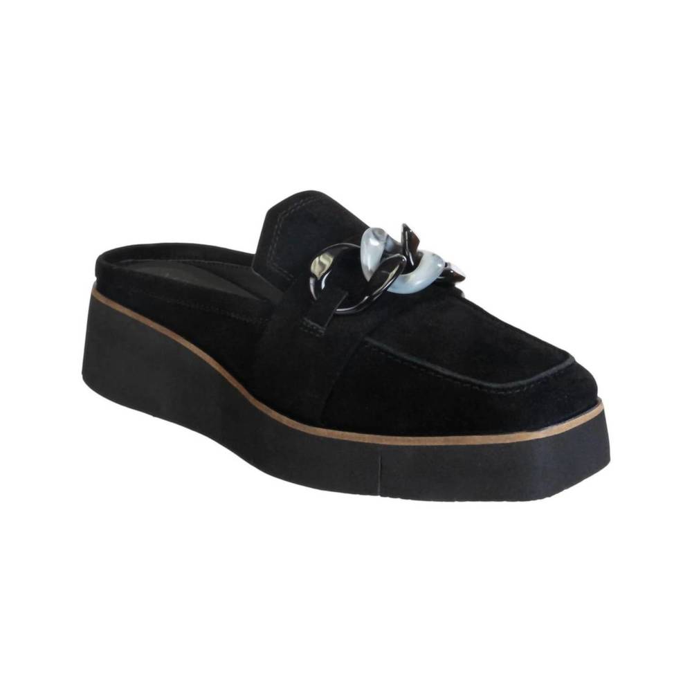 NEW NAKED FEET women's elect platform mules in black suede